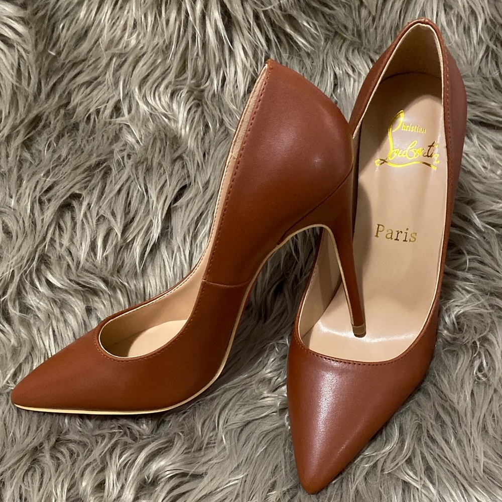 Brown Leather “So Kate” Inspired Red Bottom Heels